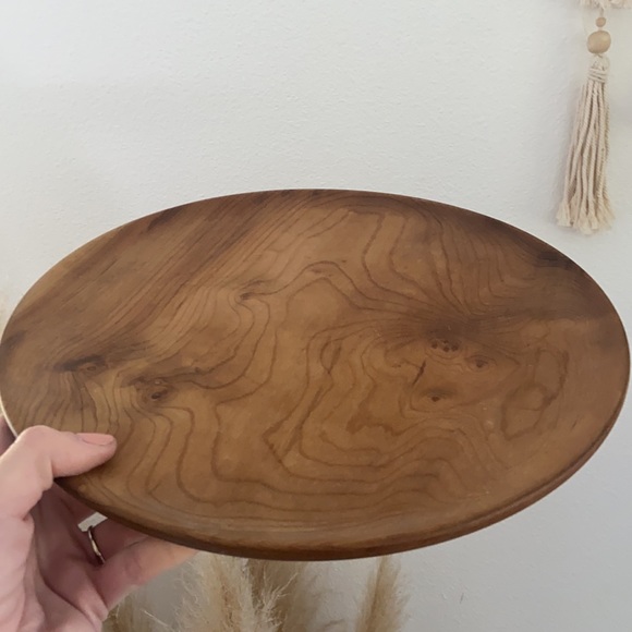 Myrtlewood wooden round tray modern farmhouse decor - Picture 6 of 16